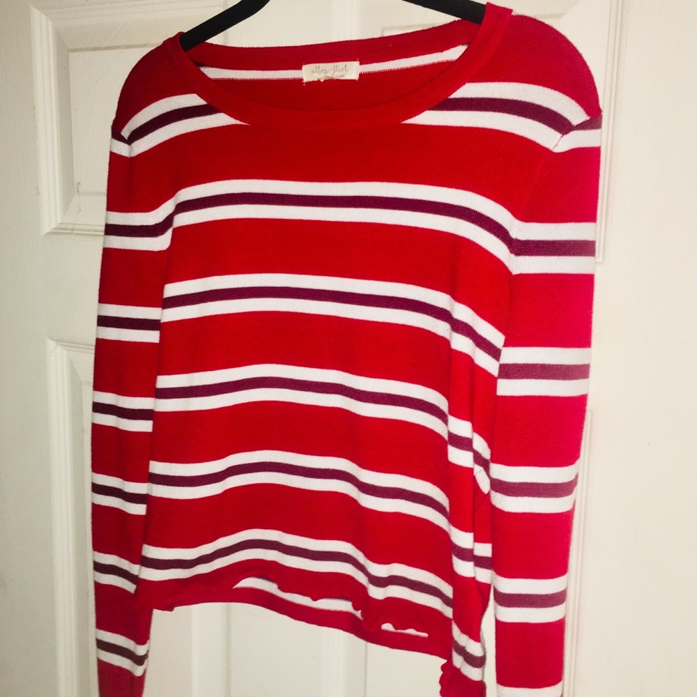 RED STRIPED LONG SLEEVE - Picture 2 of 4